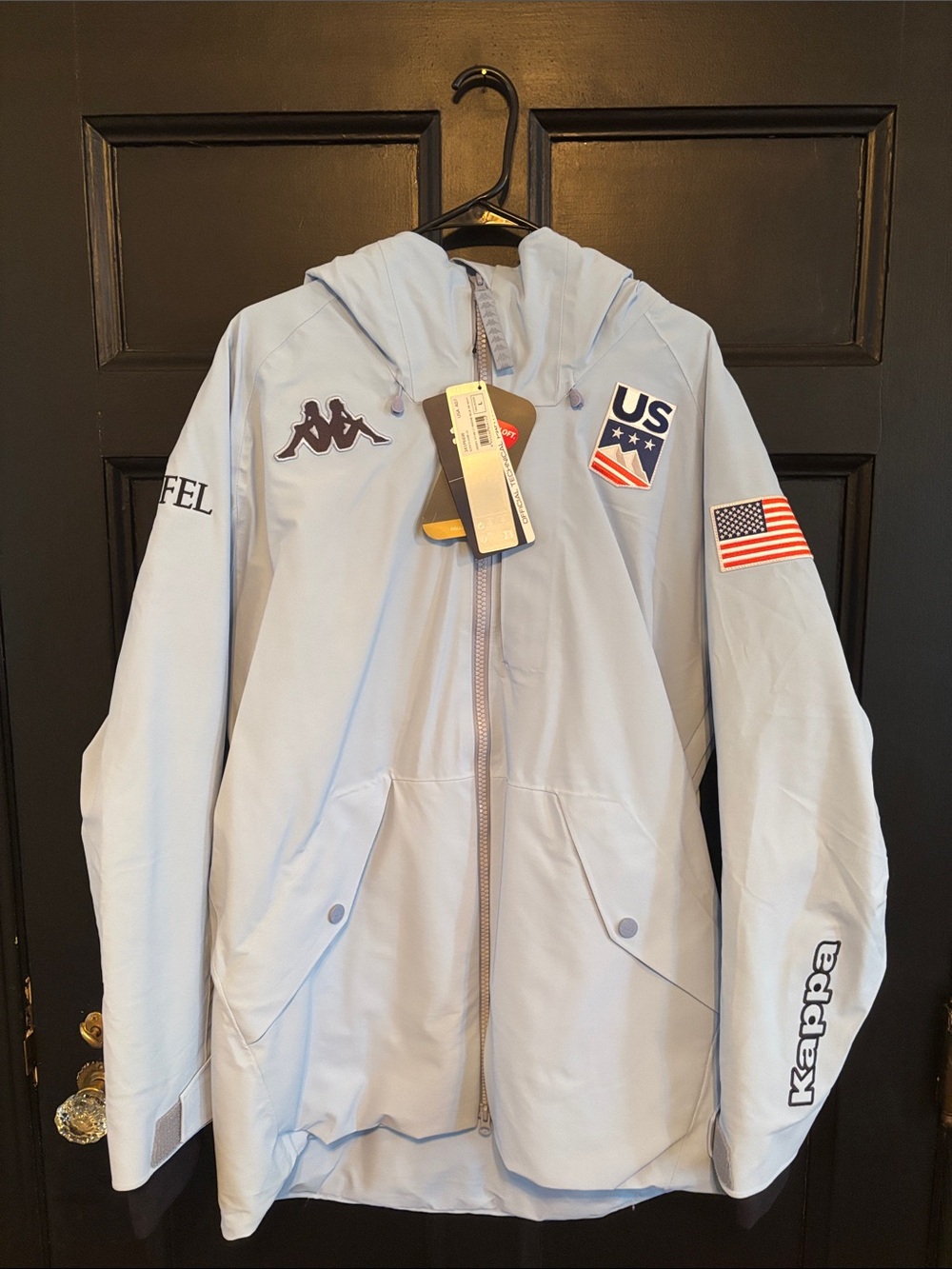 Kappa Pale Blue Hooded Zip Jacket with US & Flag Patches